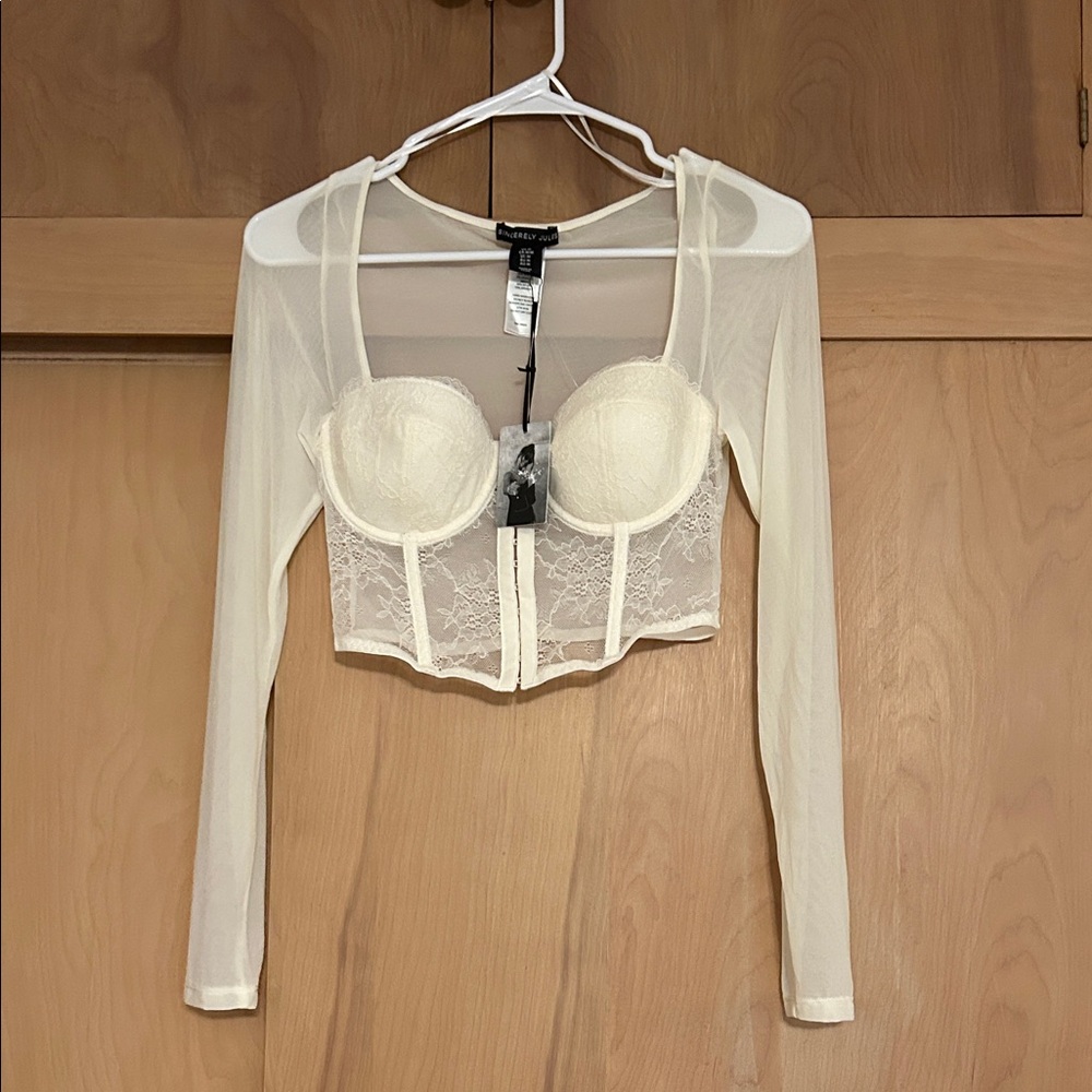 Sincerely Jules Cream Sheer Bustier Top